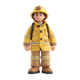 3D Firefighter Character Icon - Clay Style Hero