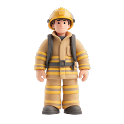 Firefighter Character Icon - 3D Hero Emergency Rescuer