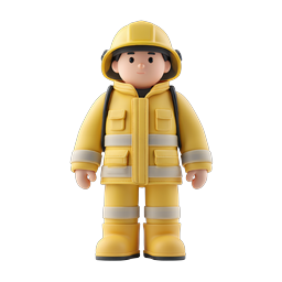 3D Firefighter Character Icon - Cartoon Emergency Responder
