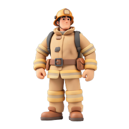 3D Firefighter Character Icon - Emergency Hero
