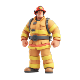 3D Firefighter Character Icon - Cartoon Fireman Hero