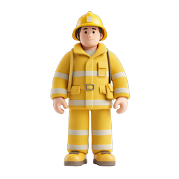 Freundliches 3D-Feuerwehrmann-Charakter-Icon - Notfallheld