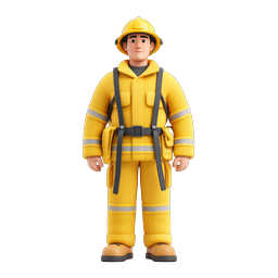 3D Firefighter Character Icon - Cartoon Hero Design