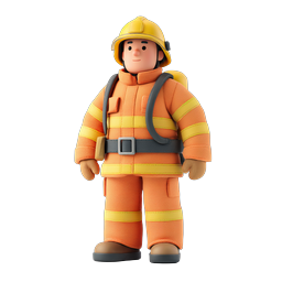 Icône 3D Personnage de Pompier Sympathique - Style Argile