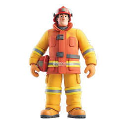 3D Firefighter Character Icon - Professional Emergency Hero