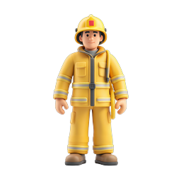 Friendly Firefighter Character Icon - 3D Clay Style