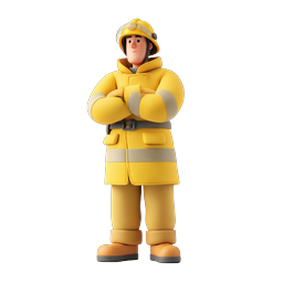 Firefighter Character Icon - 3D Clay Style Hero Figure