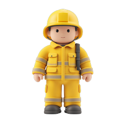 Friendly 3D Firefighter Character Icon | Emergency Hero