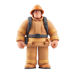 3D Clay Firefighter Character Icon | Emergency Responder