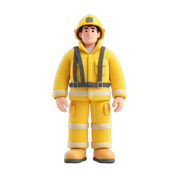 3D Firefighter Character Icon - Clay Style Hero Figure