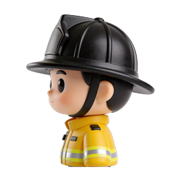 Cute 3D Firefighter Character Icon | Cartoon Hero