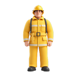 Icona personaggio pompiere - Eroe in stile cartoon 3D