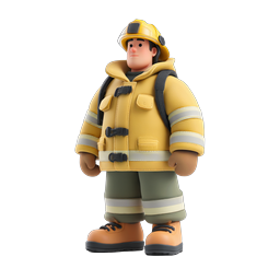3D Firefighter Character Icon - Clay Style Emergency Hero