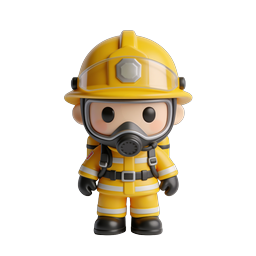 Cute 3D Firefighter Character Icon | Emergency Hero