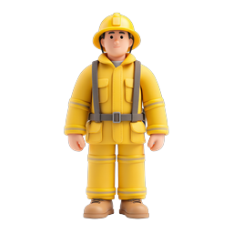 3D Firefighter Character Icon - Clay Style Safety Hero