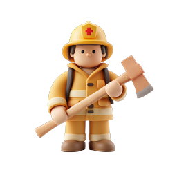 Cute Clay Firefighter Character Icon - 3D Rendered
