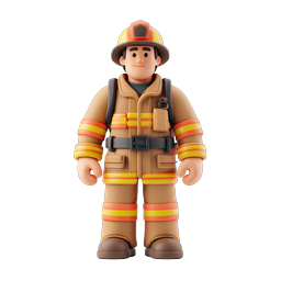 3D Clay-Style Firefighter Character Icon