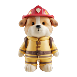 Adorable Firefighter Dog Clay Character Icon
