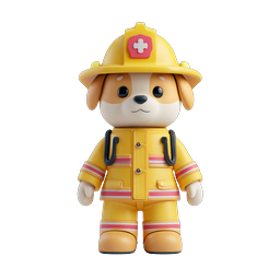 Cute Firefighter Dog 3D Character Icon