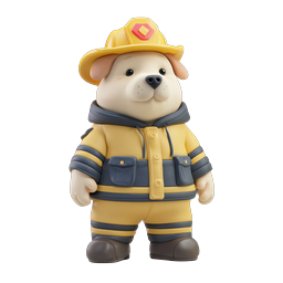 Firefighter Dog Icon - Cute 3D Clay Style Mascot
