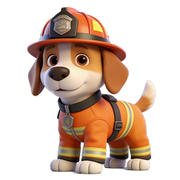 Icon verspielter Feuerwehr-Hund für die Sicherheitserziehung