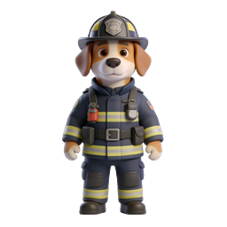 Cheerful Firefighter Dog Icon for Kids Safety Awareness