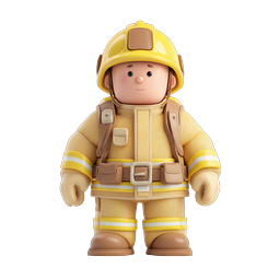 Cheerful Firefighter Icon for Safety and Education
