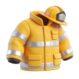 Firefighter Jacket and Helmet Icon | 3D Emergency Gear
