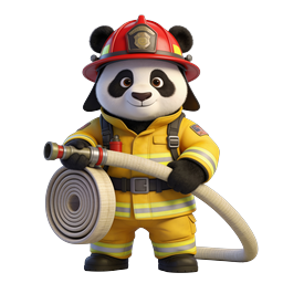 可愛い消防士パンダのカートゥーンキャラクターアイコン