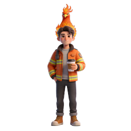 Firefighter Phoenix Hero Icon - 3D Rendered Character