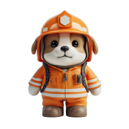 Cute Firefighter Puppy Character 3D Icon