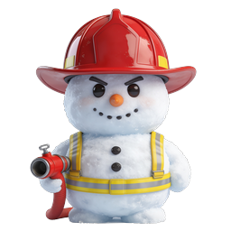 Firefighter Snowman 3D Icon - Cute Winter Character