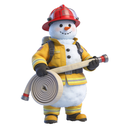Firefighter Snowman 3D Icon - Holiday Firefighter Character