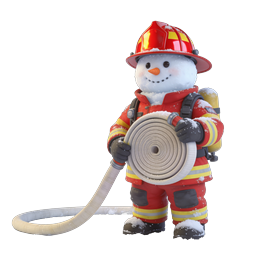 Firefighter Snowman Icon | Winter Firefighter Character