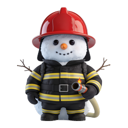Feuerwehrmann Schneemann Weihnachtsfigur - 3D-Icon