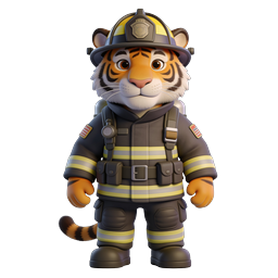 Adorable Firefighter Tiger Icon for Safety Themes
