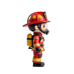 Cute Firefighter Toy Figure Icon | Emergency Hero Character