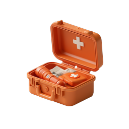 Orange First Aid Kit Icon - 3D Clay Medical Emergency Box