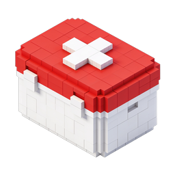 Icône médicale de trousse de premiers secours isométrique voxel