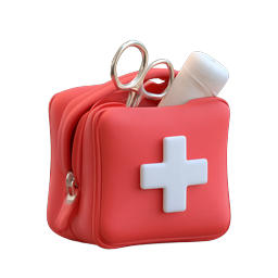 First Aid Kit 3D Icon - Medical Emergency Bag