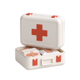 3D First Aid Kit Icon with Red Cross Medical Box