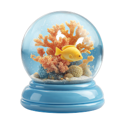 Colorful Aquarium Fish Snow Globe 3D Icon