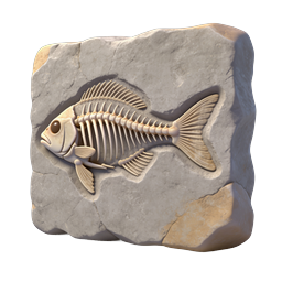 Fish Fossil Skeleton Icon | Realistic 3D Paleontology Graphic