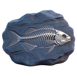Icona di fossile di scheletro di pesce antico nella roccia – Paleontologia