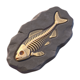 Icona scheletro fossile di pesce antico - Paleontologia 3D