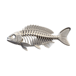 Ancient Fish Skeleton Fossil Icon - Realistic Stone