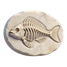 Fish Skeleton Fossil Icon - Prehistoric Stone Carving