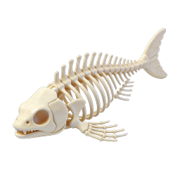 Fish Skeleton 3D Icon - Realistic Marine Anatomy Design