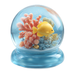Colorful Tropical Fish in Coral Reef Fishbowl Icon