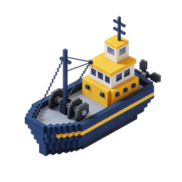 Pixel Art Tug Boat Icon for Transportation Theme